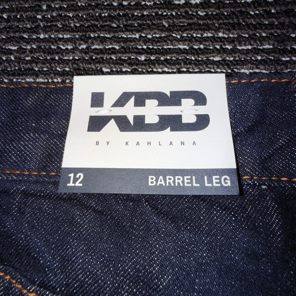 KBB by Kahlana Barrel Leg Jeans Womens 12 NEW Dark Indigo High Rise - Picture 8 of 11